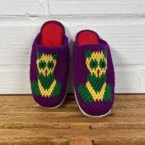 Vintage Knit Owl Slippers 1960’s Freak/Psychedelia 7.5-8